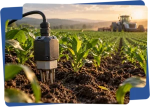 Smart soil moisture sensor in a crop field