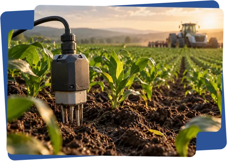 Smart soil moisture sensor in a crop field