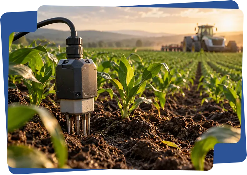 Smart soil moisture sensor in a crop field