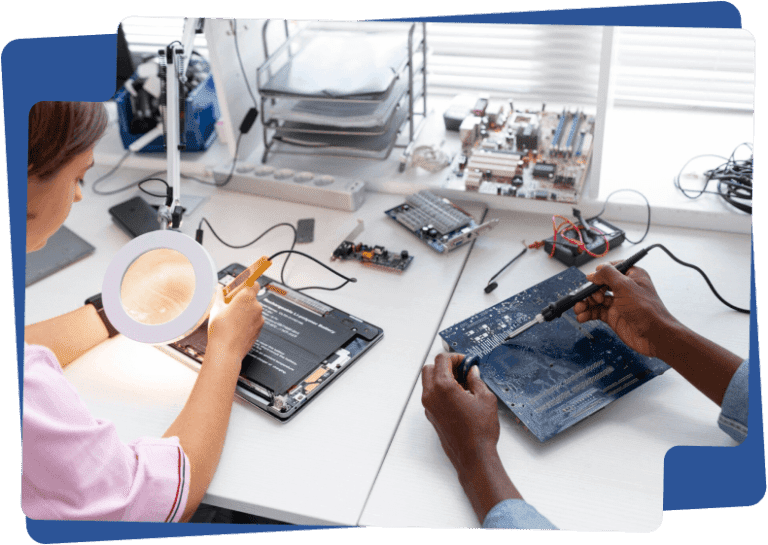 Technician performing assembly and quality inspection at inYantra